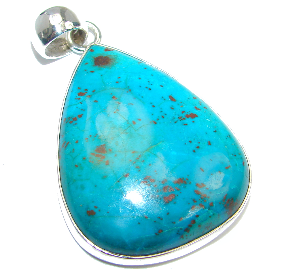 Amazing Blue Parrot's Wing Chrysocolla Sterling Silver Pendant