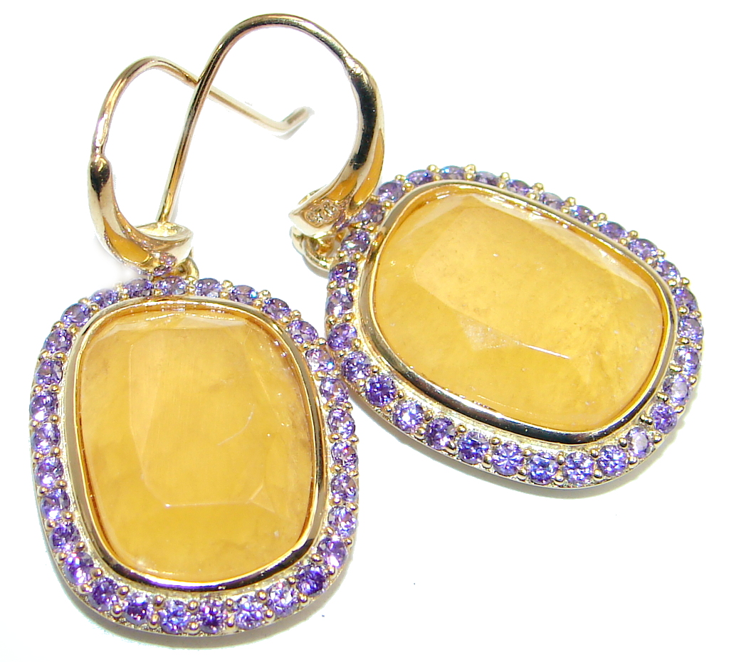 Classy Golden Sapphire Gold over Sterling Silver earrings
