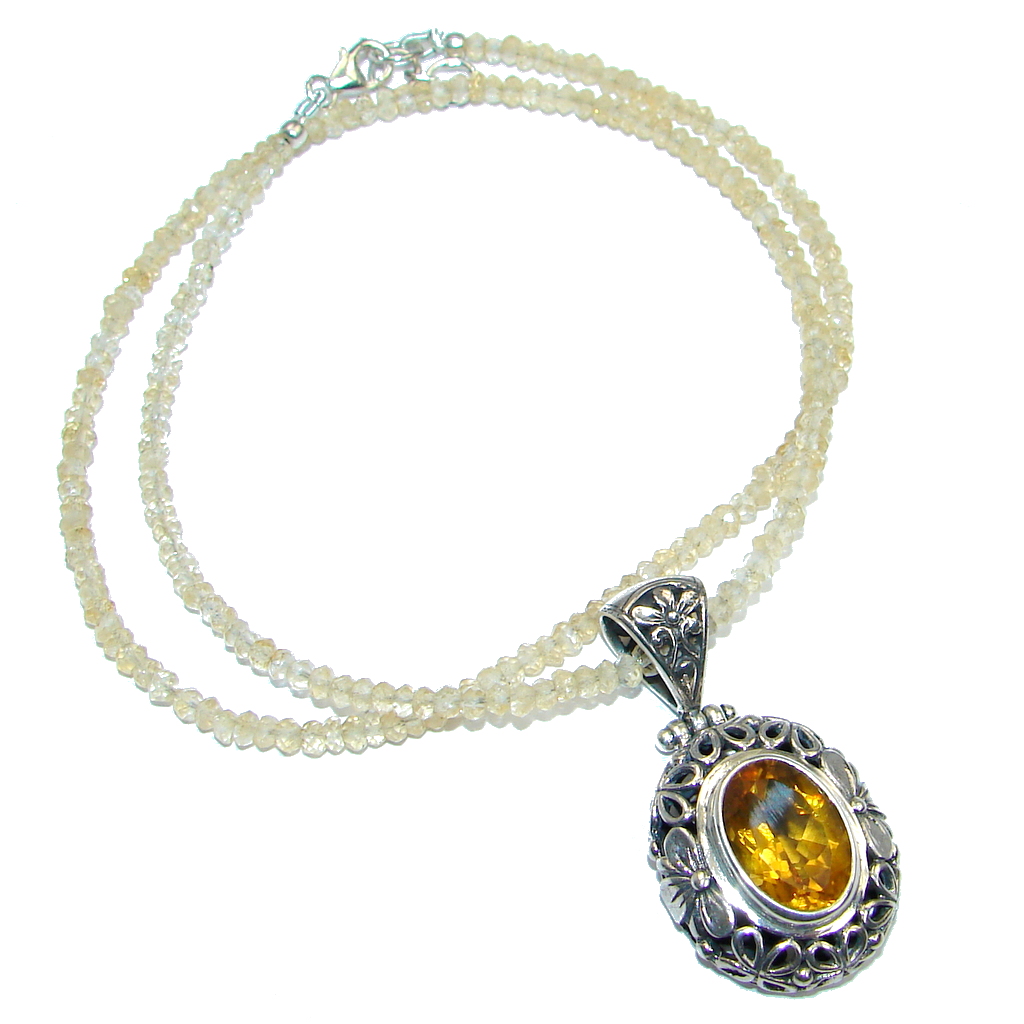 Sublime Citrine Sterling Silver handmade necklace