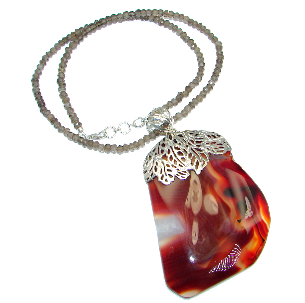 Aura Of Beauty Natural Botswana Agate Sterling Silver handmade necklace