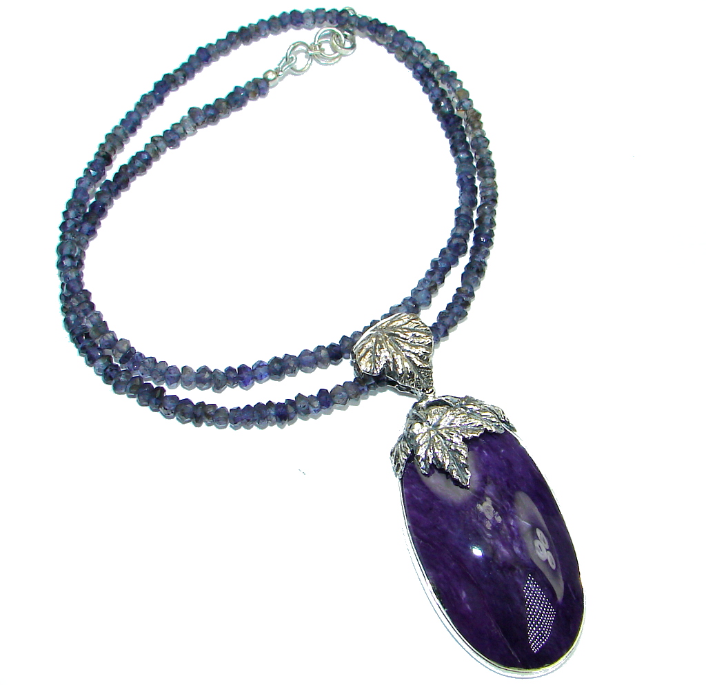 Siberian Purple Charoite Iolite Sterling Silver handmade Necklace