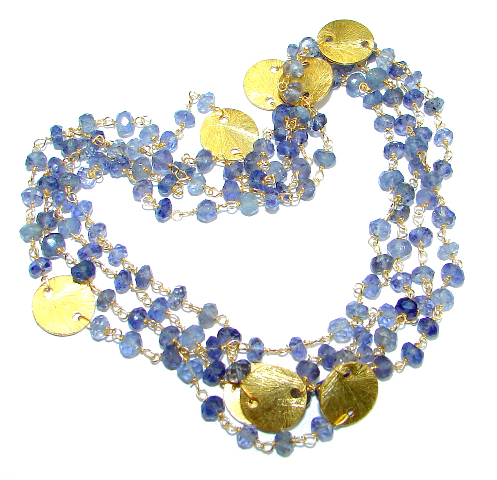 Amazing Lights Iolite Gold over Sterling Silver handmade necklace