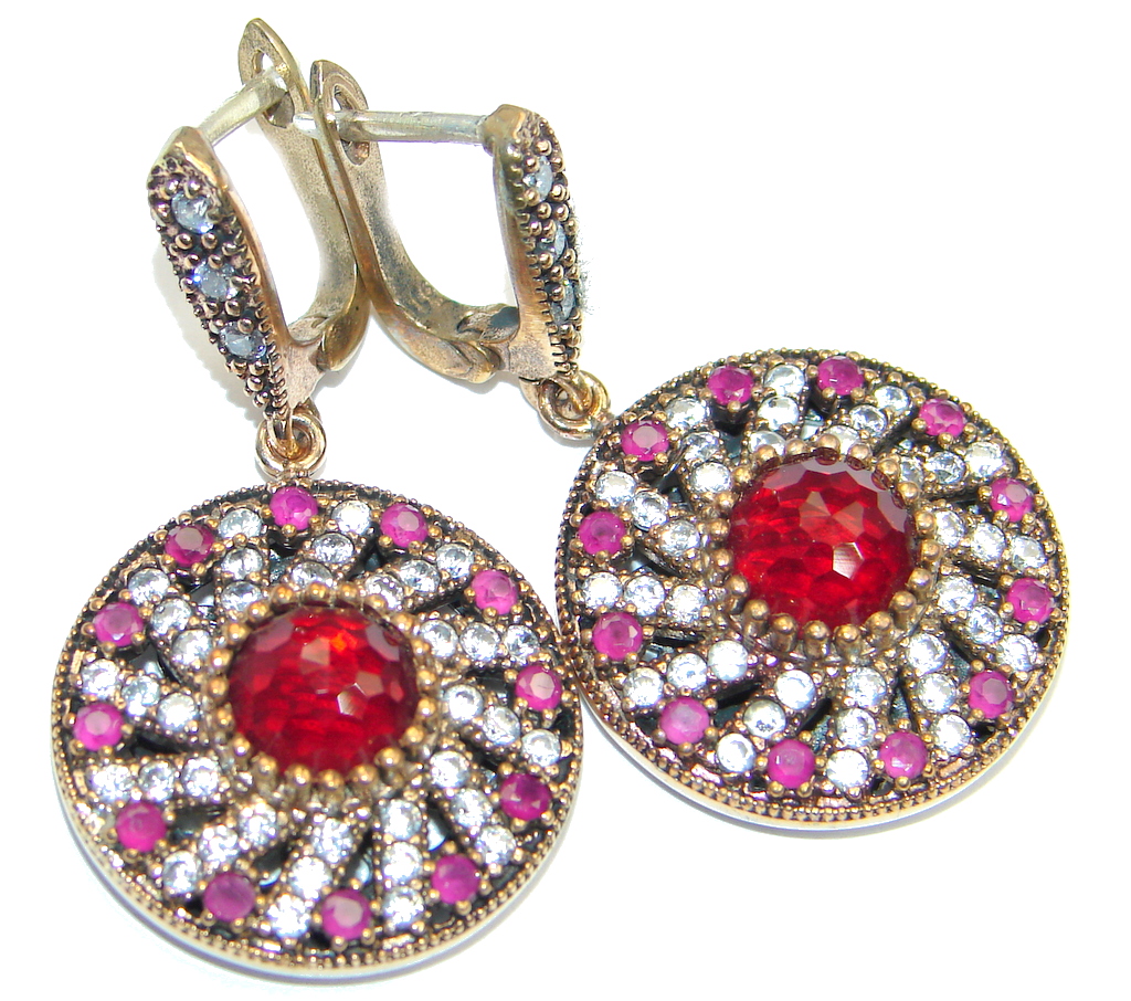 Great Victorian Style created Ruby Sterling Silver earrings