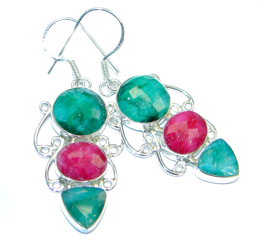 Great Ruby Sterling Silver handmade earrings