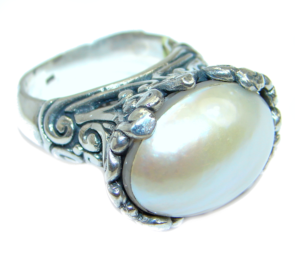 Blister Pearl Sterling Silver handmade Ring s. 5 3/4