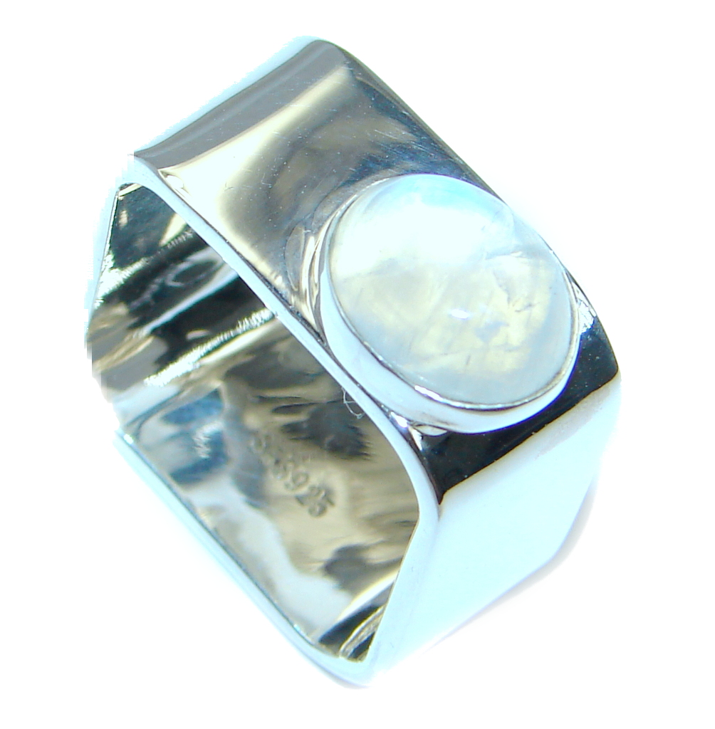 Perfect White Moonstone Sterling Silver Ring s. 8