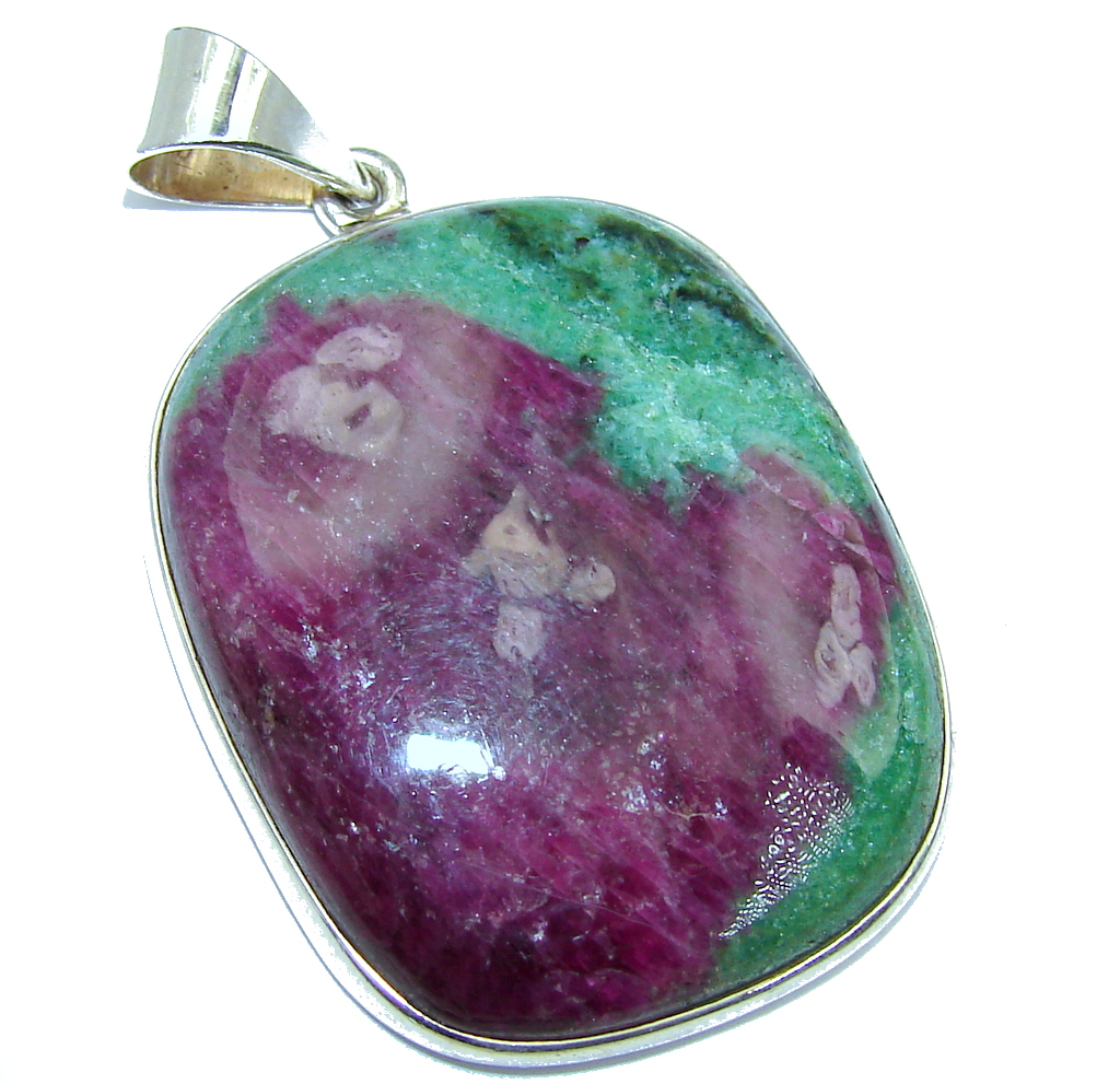 Amazing Ruby in Zoisite Sterling Silver handmade Pendant