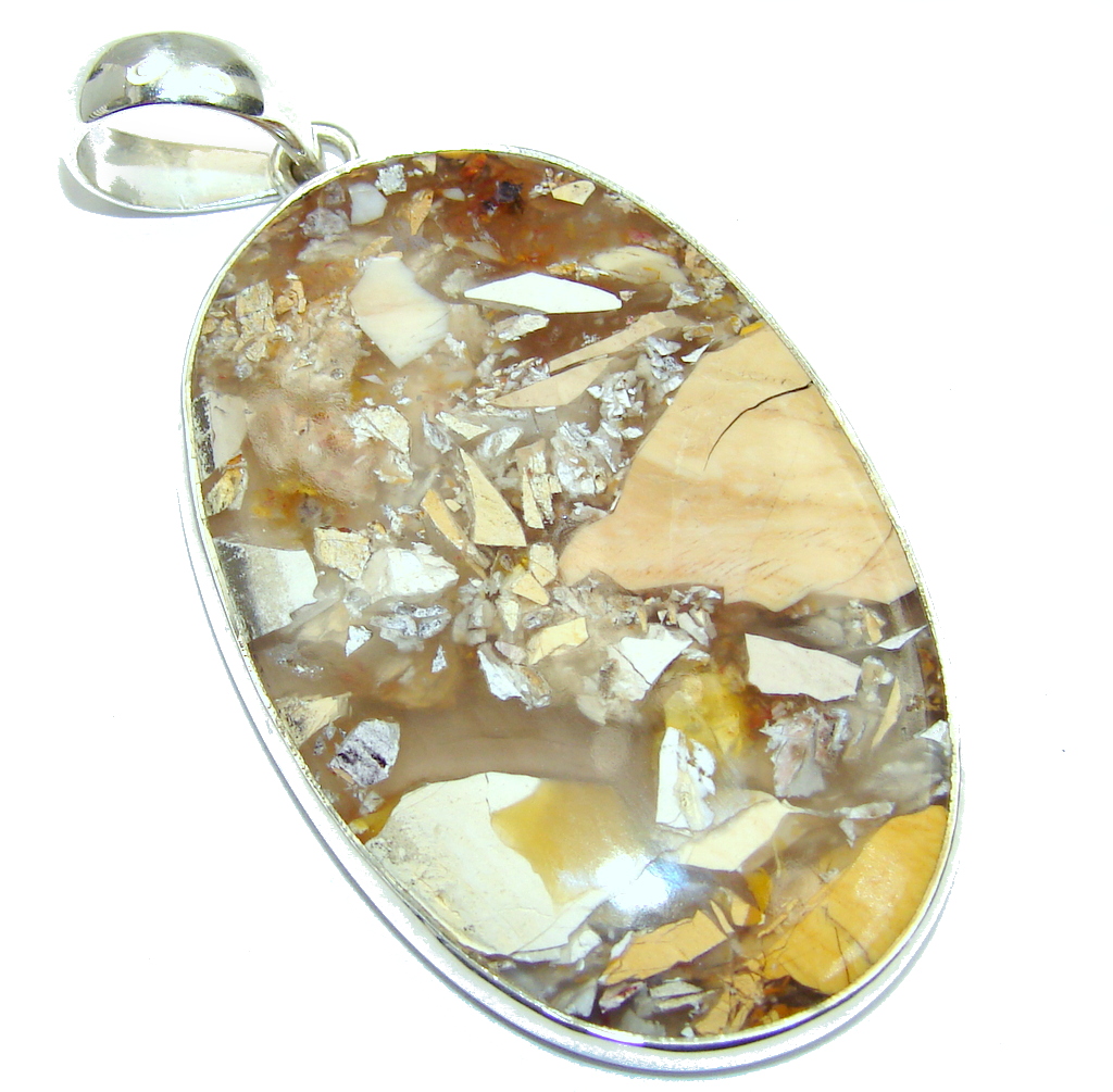 Big Fabulous AAA Burro Creek Jasper Sterling Silver Pendant