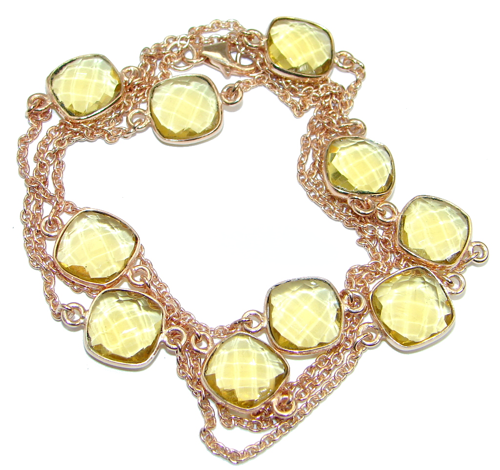 36 inches created Citrine Rose Gold over Sterling Silver Necklace