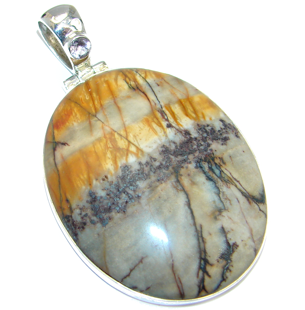 Big Fabulous AAA Red Creek Jasper Sterling Silver Pendant