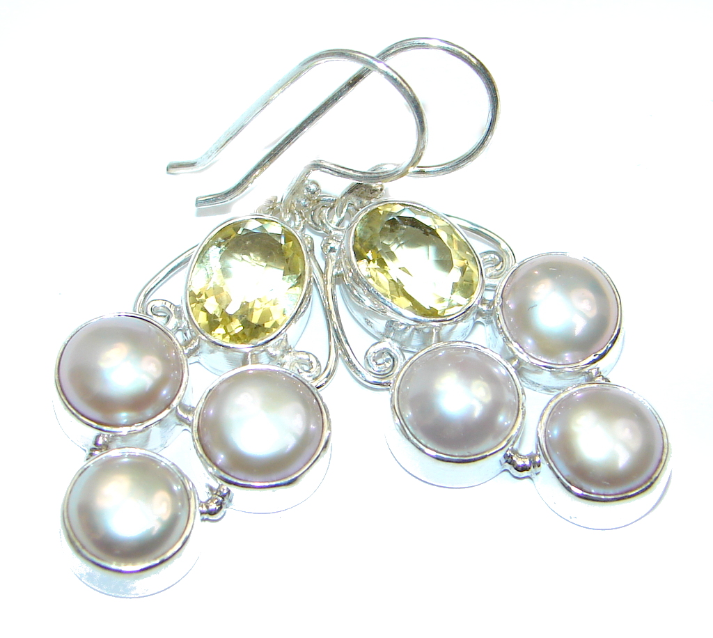 Fresh Water Pearl Ruby Sterling Silver handcrafted earrings