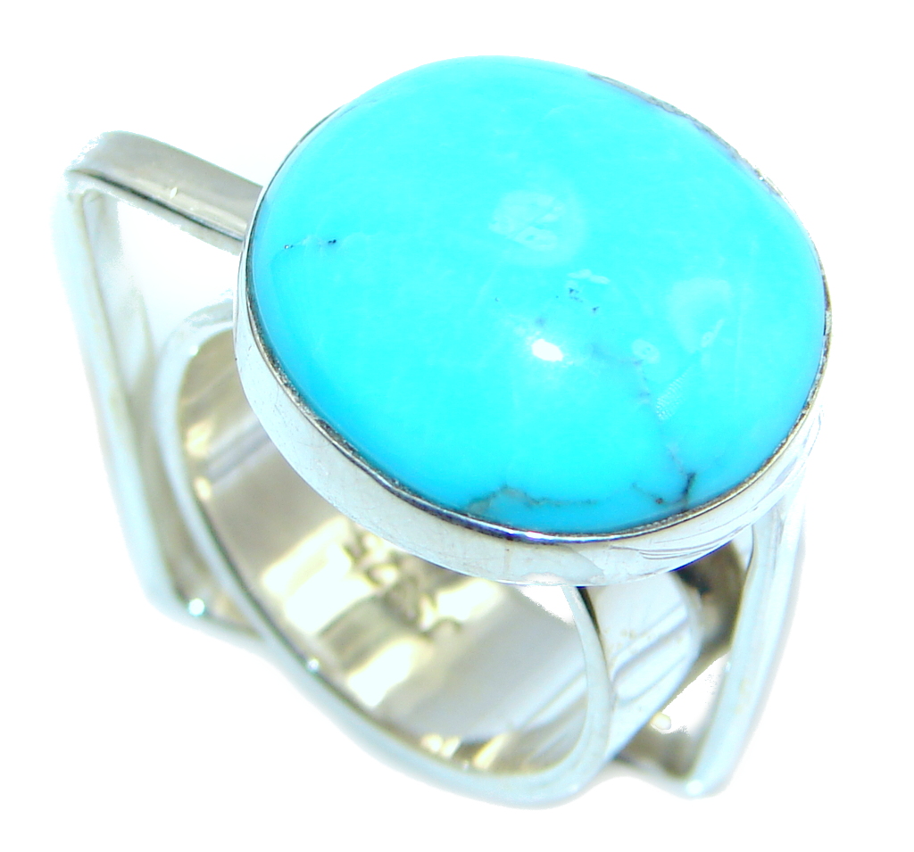 Modern Sleeping Beauty Blue Turquoise Sterling Silver Ring s. 7
