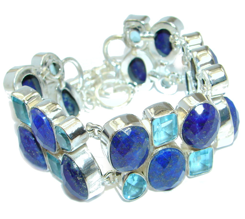 Stylish Blue Lapis Lazuli Sterling Silver handmade Bracelet