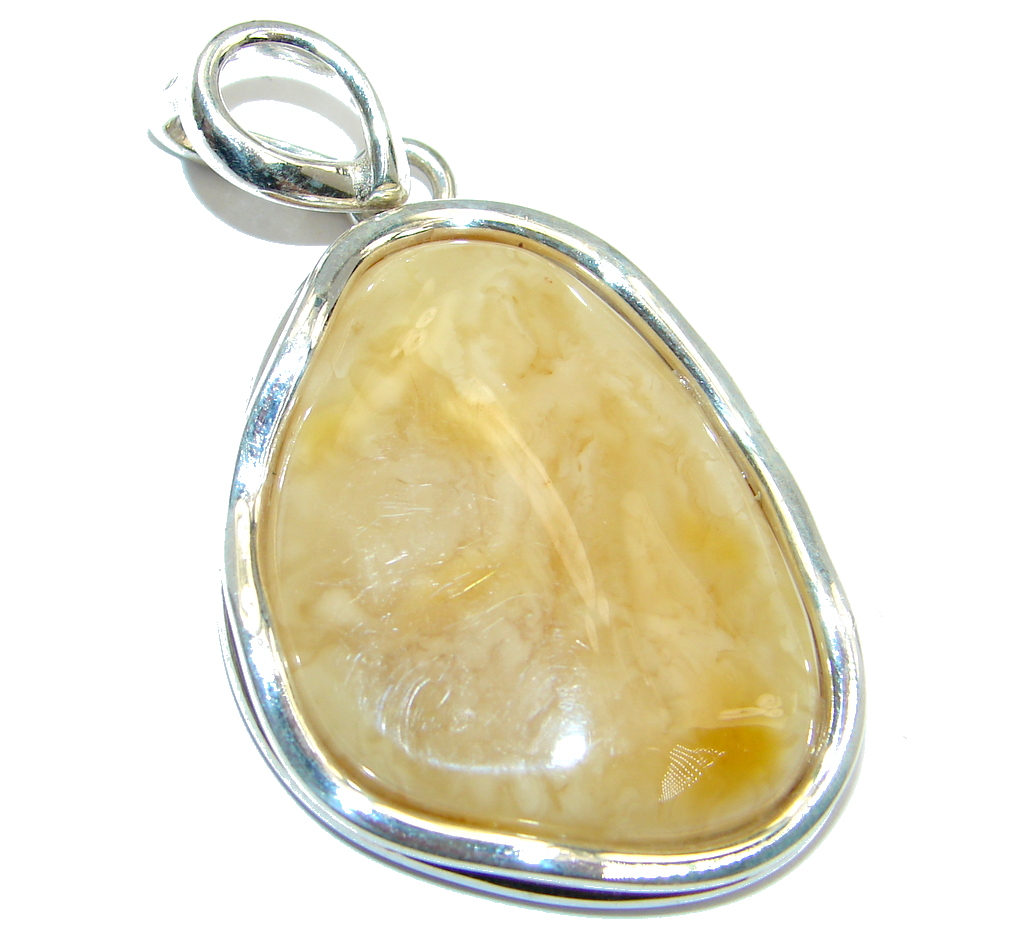 Genuine Polish Butterschotch Amber Sterling Silver handmade Pendant