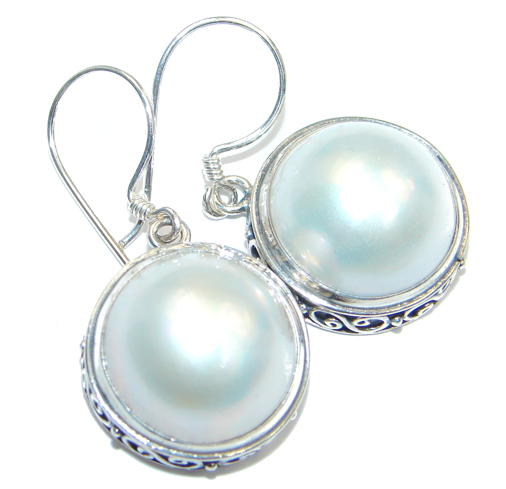 Fresh Water Pearl Ruby Sterling Silver earrings