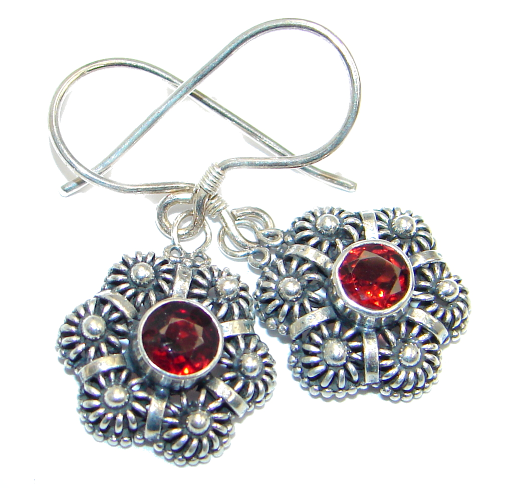 Genuine Garnet Sterling Silver handmade earrings