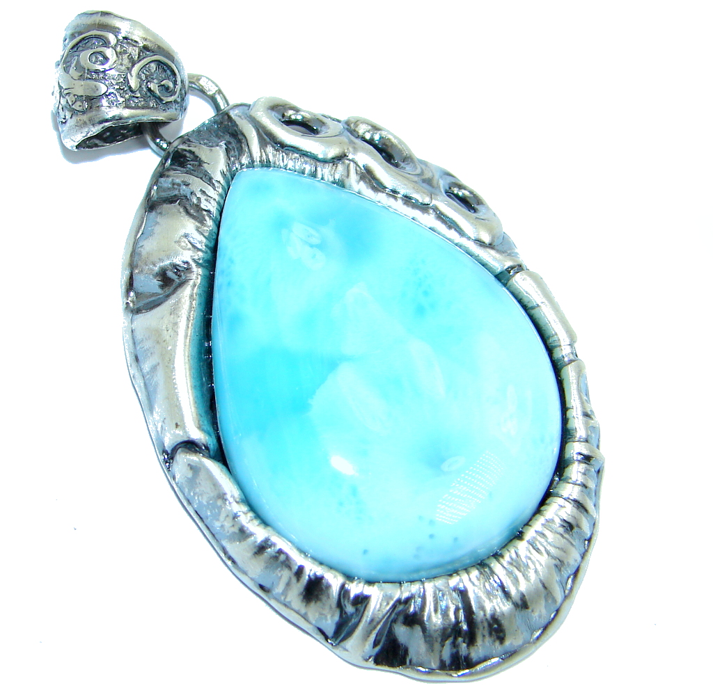 Genuine Blue Larimar Sterling Silver handmade Pendant