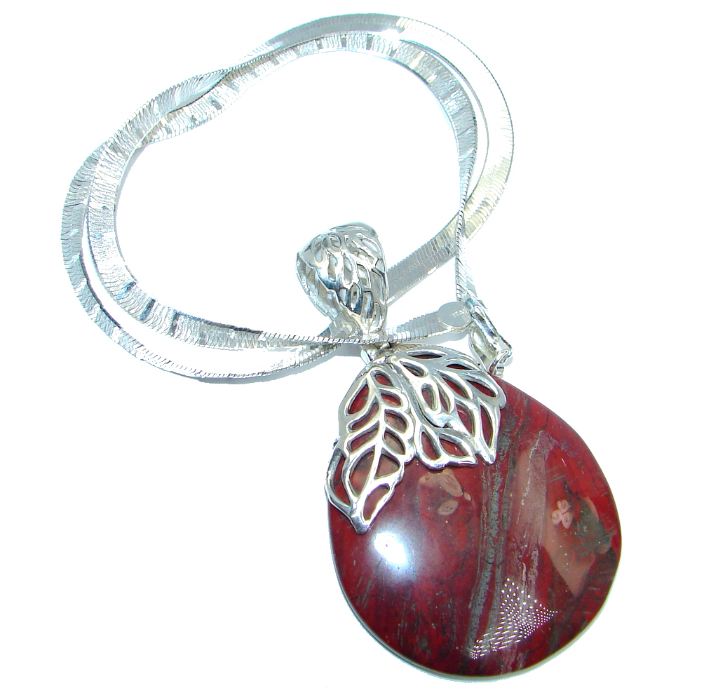 Aura Of Beauty Natural Red Jasper Sterling Silver handmade necklace