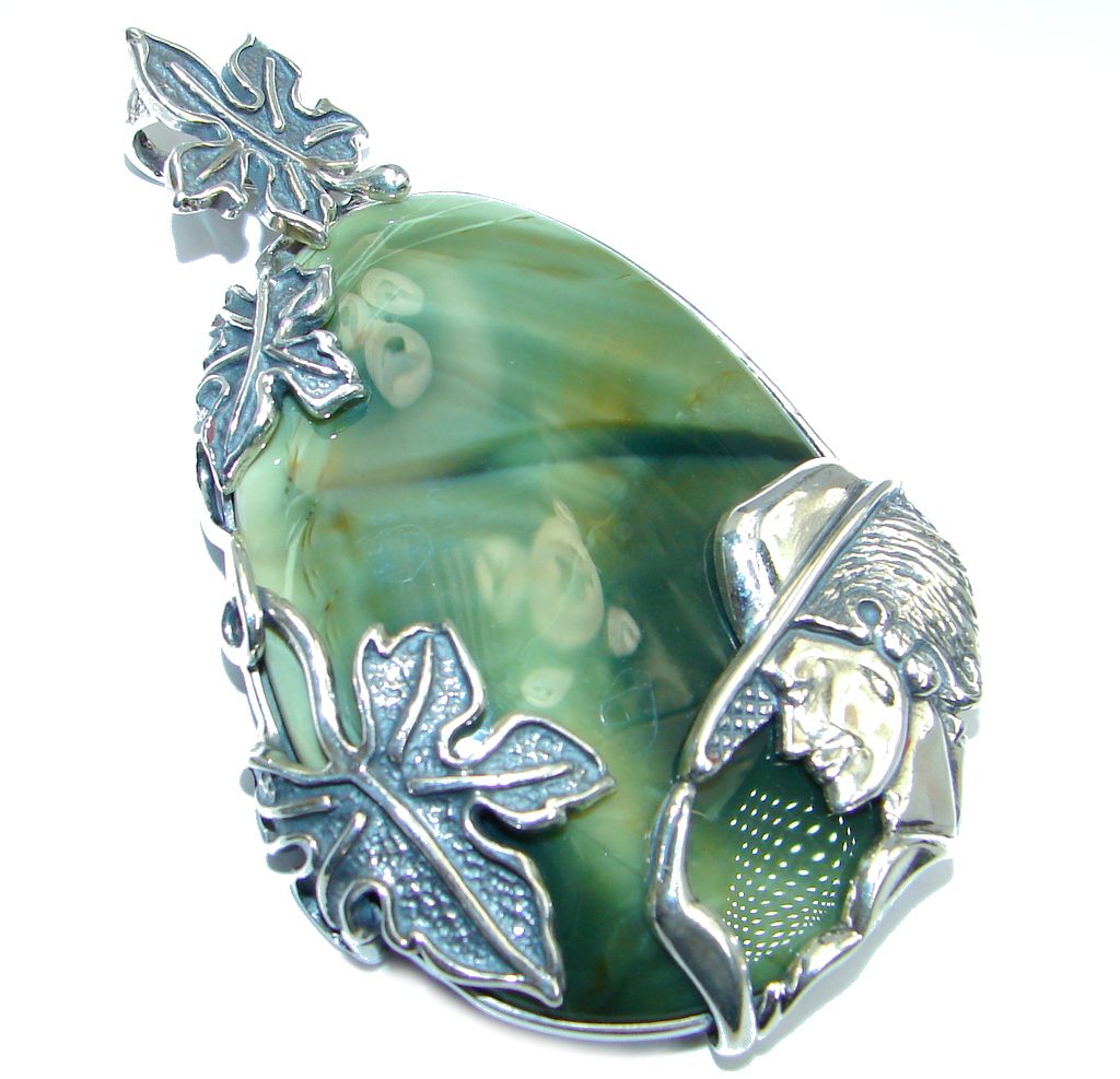 Lady in the Hat Great quality Imperial Jasper Sterling Silver handmade Pendant