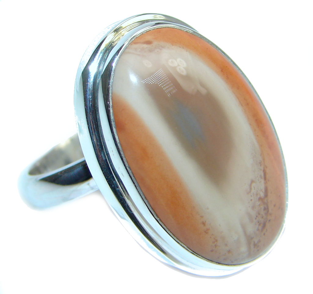 Authentic Imperial Jasper Sterling Silver Ring size adjustable