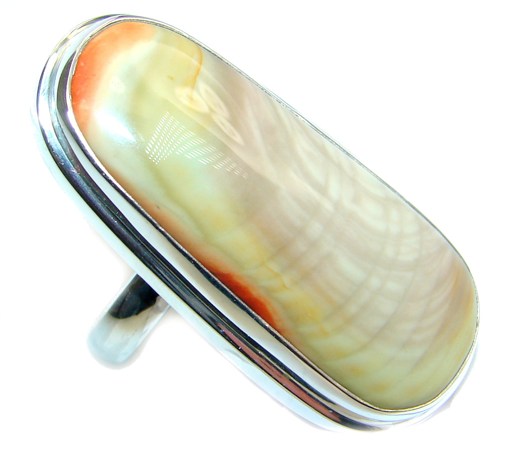 Authentic Imperial Jasper Sterling Silver Ring size adjustable