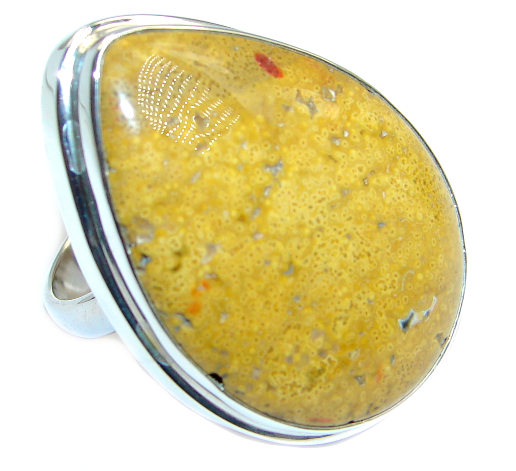 Authentic Ocean Jasper Sterling Silver handcrafted Ring size adjustable
