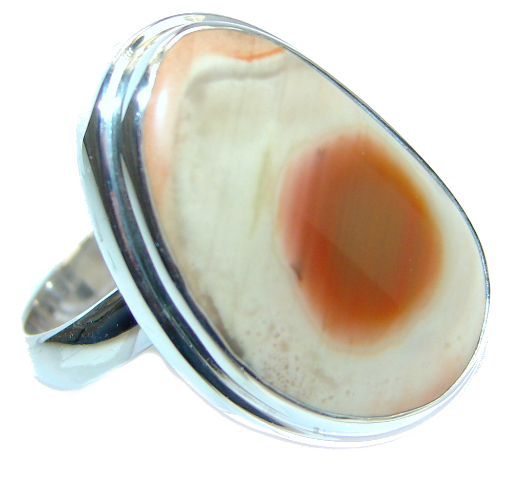 Authentic Imperial Jasper Sterling Silver Ring size adjustable
