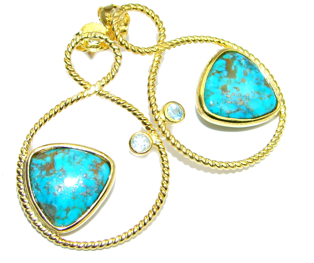 Copper vains in Blue Turquoise Gold plated over Sterling Silver earrings