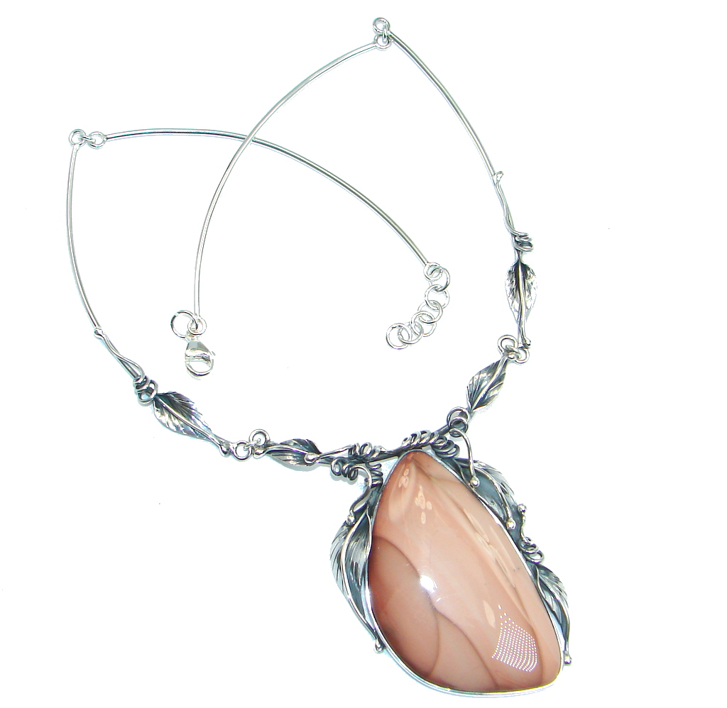 One of the kind Floral Design AAA + Imperial Jasper Sterling Silver handmade necklace