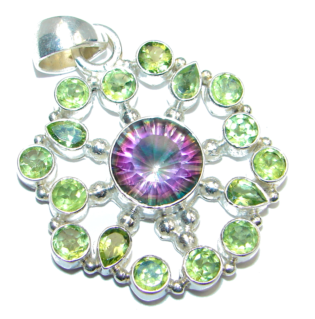 Amazing Magic Topaz Peridot Sterling Silver handmade Pendant