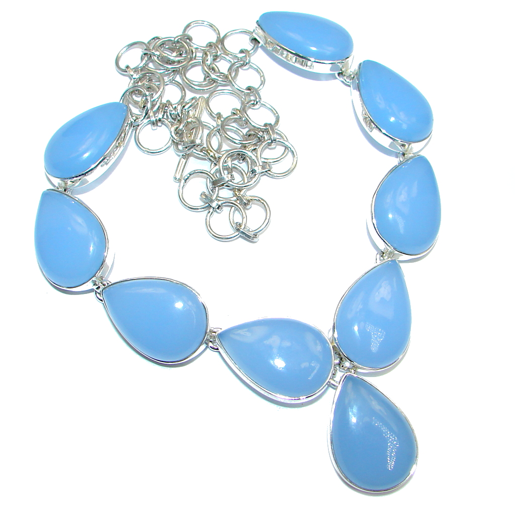 Aura Of Beauty Genuine Chalcedony Agate Sterling Silver handmade necklace