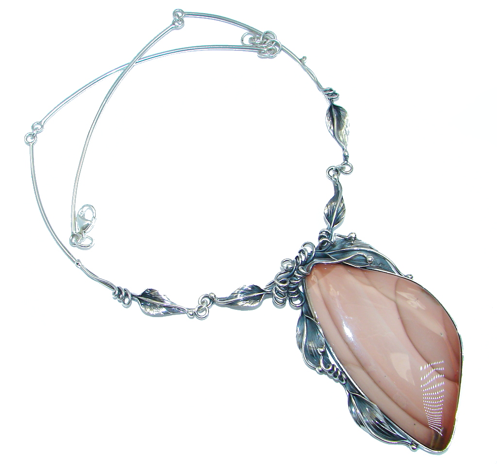 One of the kind Genuine AAA + Imperial Jasper Sterling Silver handmade necklace