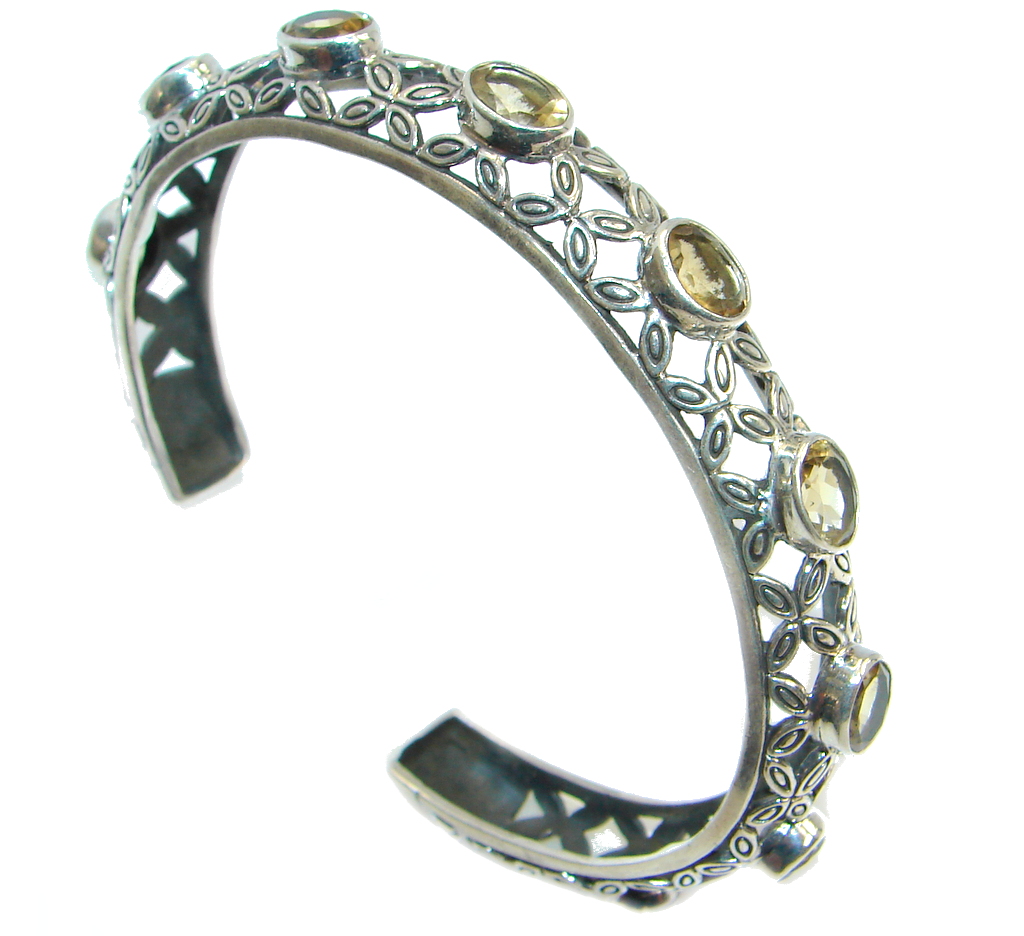 Genuine Citrine Oxidized Sterling Silver Bracelet