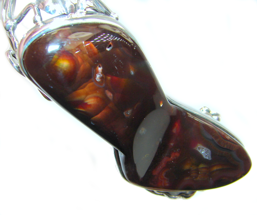 Very Rare Large Natural Orange Mexican Fire Agate Sterling Silver handmade Bracelet
