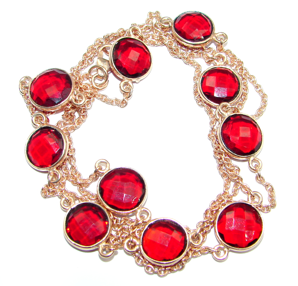 36 inches simulated Garnet Gold plated over Sterling Silver Necklace