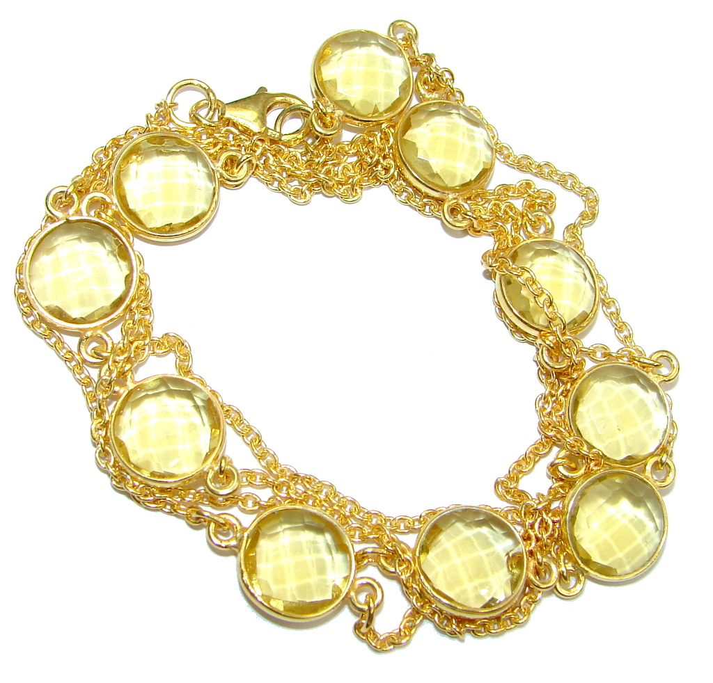 36 inches simulated Citrine Gold plated over Sterling Silver handmade Necklace