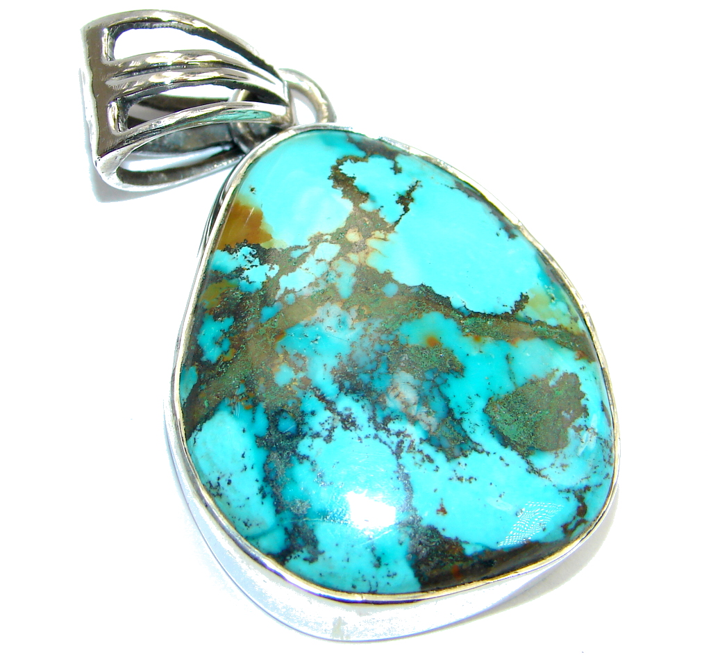 Classic Nevada Blue Turquoise Sterling Silver handmade Pendant