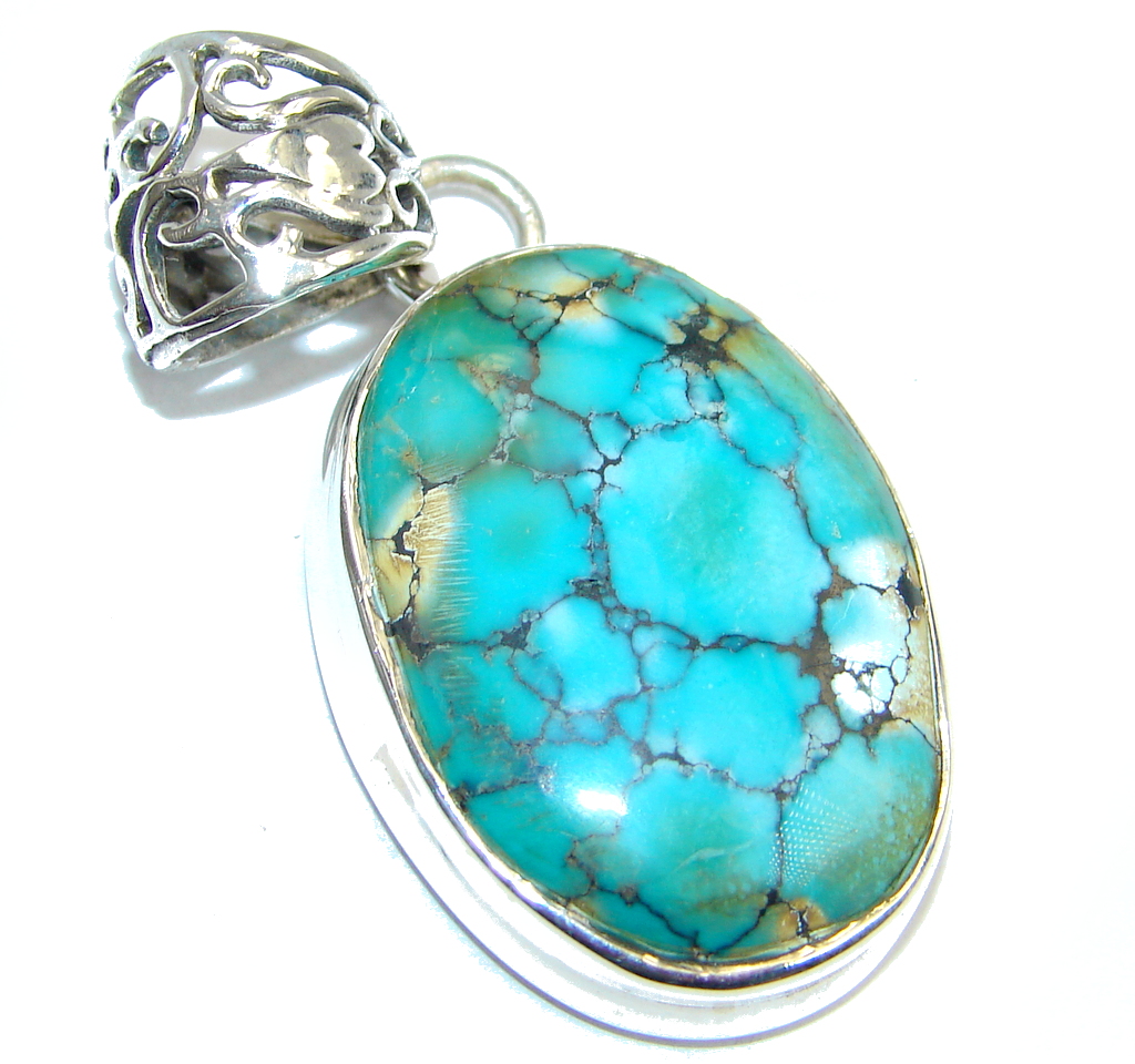 Classic Nevada Blue Turquoise Sterling Silver handmade Pendant