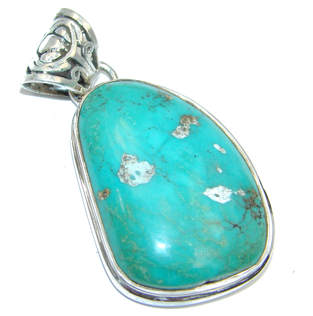 Classic Nevada Blue Turquoise Sterling Silver handmade Pendant
