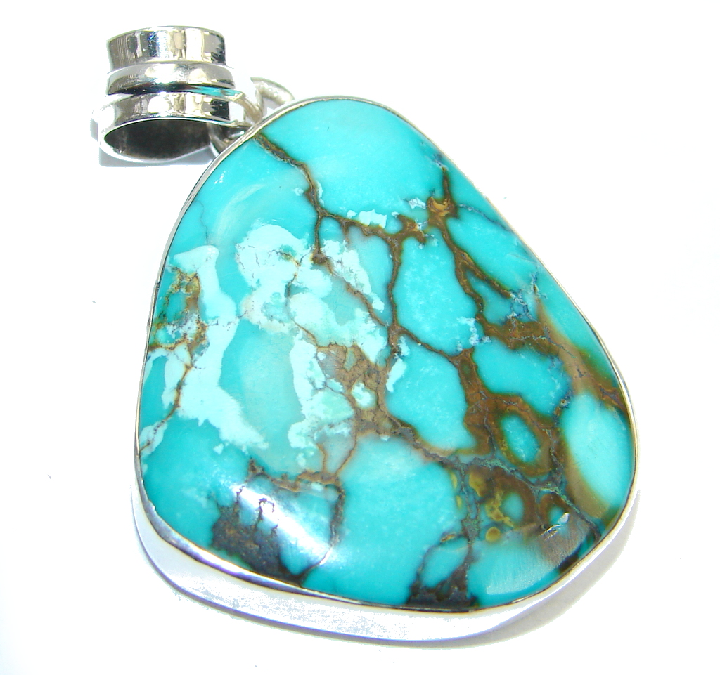 Classic Nevada Blue Turquoise Sterling Silver handmade Pendant