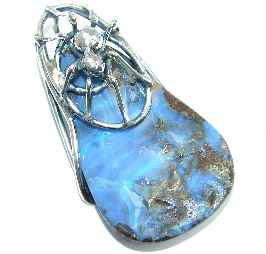 Spider Natural Australian Boulder Opal Sterling Silver handmade Pendant