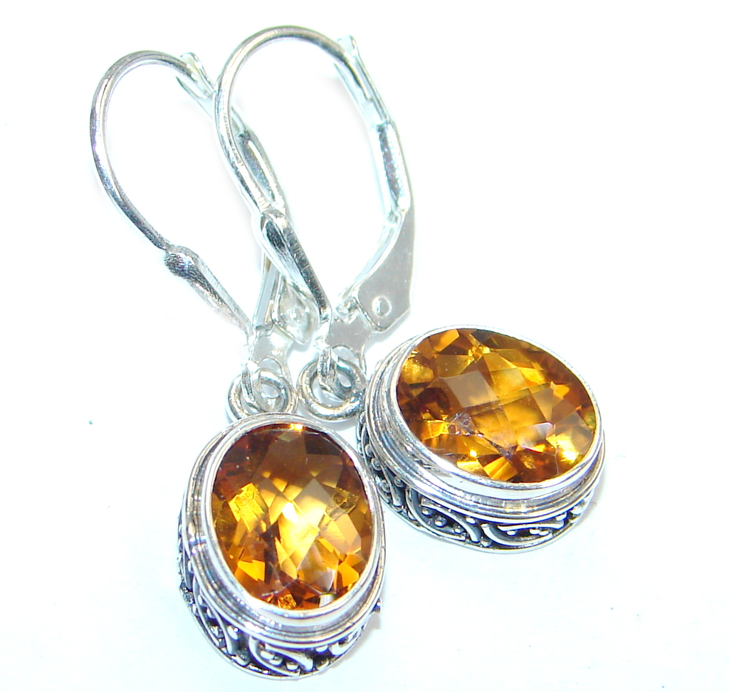Perfect Golden Citrine Sterling Silver handmade earrings