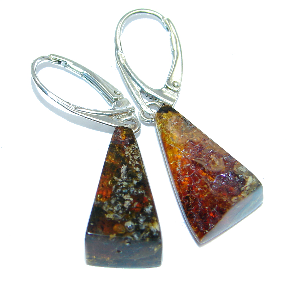 Back to Nature Baltic Amber Sterling Silver handmade earrings