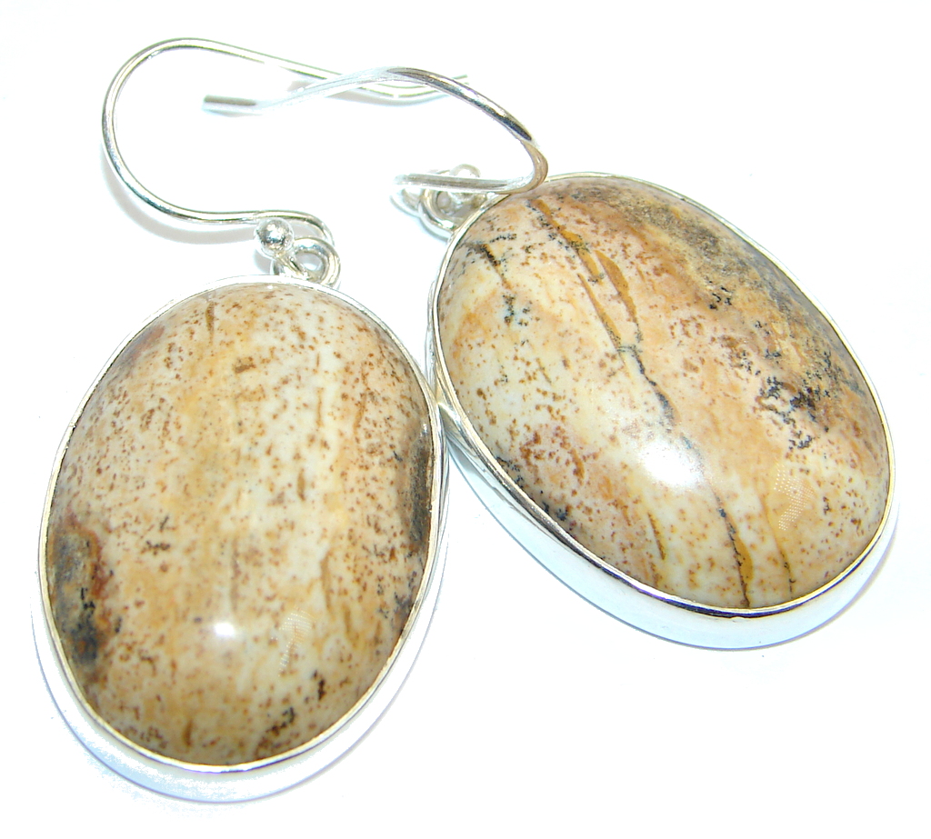 Amazing Picture Jasper Sterling Silver handmade earrings