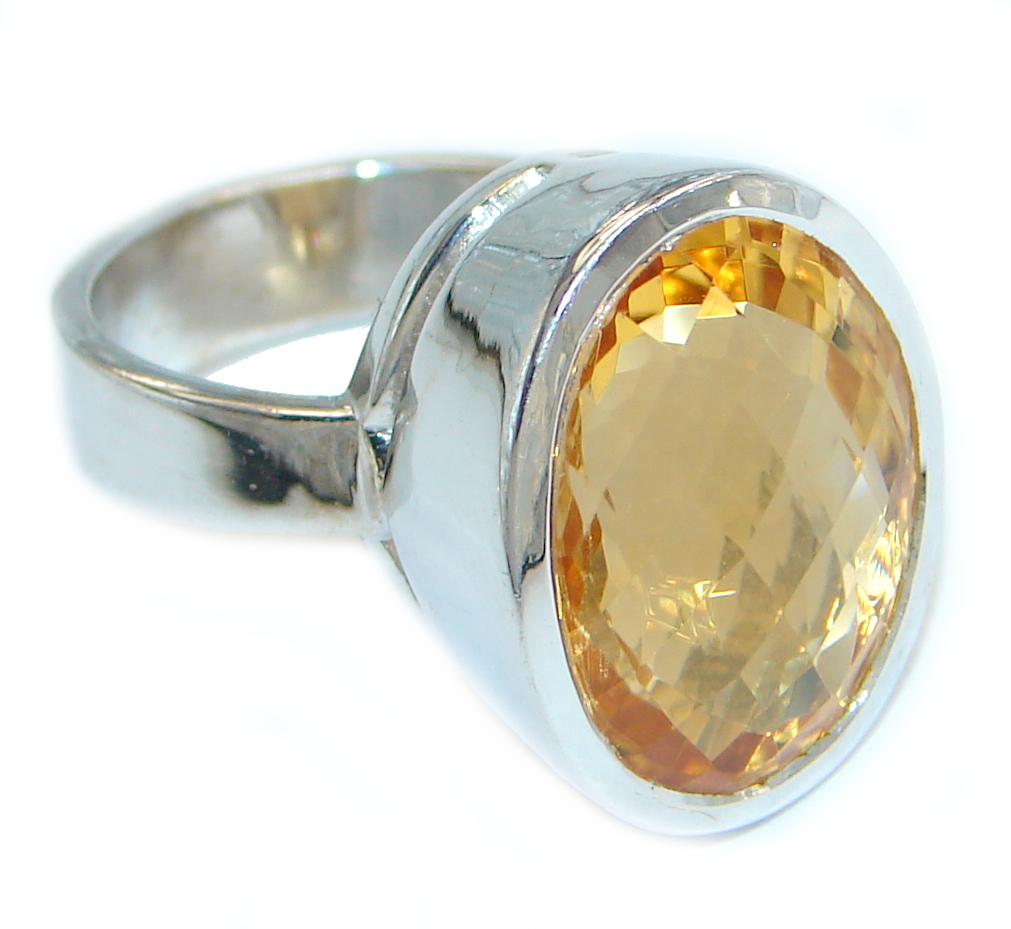 26 ct Natural Citrine Sterling Silver handcrafted ring size 6 3/4