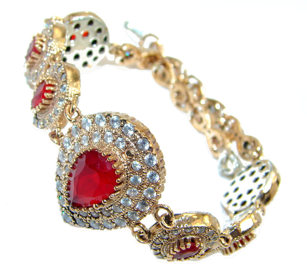Victorian Style created Emerald & White Topaz Sterling Silver Bracelet