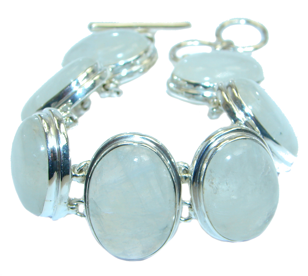 Amazing AAA Blue Moonstone & Blue Quartz Sterling Silver Bracelet