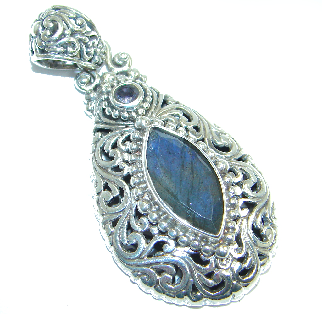 Fire Labradorite Tanzanite Sterling Silver handmade Pendant