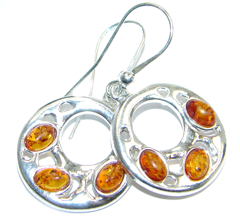 Back to Nature Baltic Amber Sterling Silver handmade earrings
