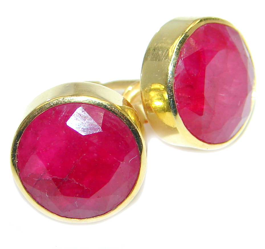 Delicate Pink Ruby Gold Plated Sterling Silver earrings